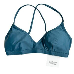 Girlfriend collective womens swimwear bikini top  XS green color criss cross new